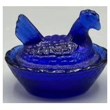 Cobalt Blue Hen On A Nest Mini Salt Cellar