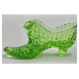 Fenton Art Glass Cat Head Emerald Green Shoe
