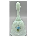 Fenton Blue Satin Rose Bell