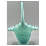 Fenton Pastel Blue Turquoise Hobnail Basket