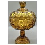 L.E. Smith Moon and Stars Amber Candy Dish