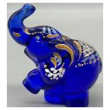 Fenton Cobalt Blue Hand Painted Elephant
