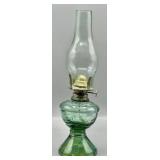 Green Glass Vintage Hurricane Oil Lamp