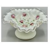 Fenton Charleton Roses Silver Crest Footed Compote