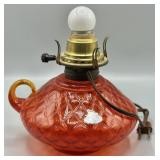 1960s Fenton Courting Lamp Diamond Optic Burner