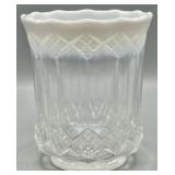 White Opalescent Paneled Spooner Jar