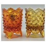 (2) Fenton Hobnail Footed Toothpick Holders