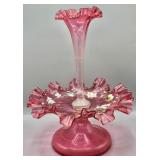 Cranberry Glass Epergne Centerpiece