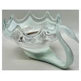 Mid-Century Blown Art Glass Swirl Swan Vase