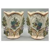 (2) Vintage Porcelain HP Vase