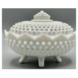 Fenton Hobnail Oval Milk Glass Footed Dish