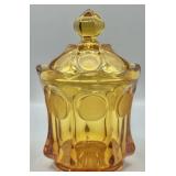 Fostoria Amber Glass Coin Pattern Candy Dish