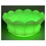Fenton Uranium Custard Glass Grape Pattern Bowl