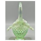 Fenton Hobnail Green Opalescent Basket