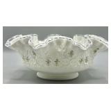 Fenton Violets in Snow Spanish Lace Bowl