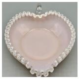 Fenton Pink Silver Crest Heart Shaped Dish