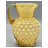 Fenton Honey Amber Overlay Hobnail Syrup Jar