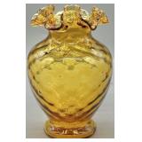 Vintage Diamond Optic Amber Vase