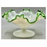 Fenton Emerald Crest Footed Compote