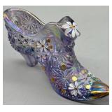 Fenton Lilac Christine Fenton Signed Glass Shoe