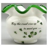 Fenton Irish Treasures Milk Glass Ruffled Vase