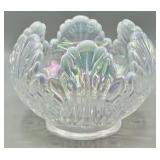 Fenton Empress Lotus Iridescent Rose Sharon Bowl