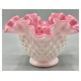 Fenton Hobnail MIlk Glass Pink Peach Bowl
