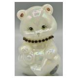 Fenton Opalescent Bear w/Ruby Red Collar