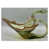 Mid-Century Blown Art Glass Swirl Swan Vase