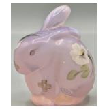 Fenton Chubby Bunny Pink Opalescent Signed