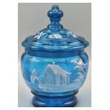 Mary Gregory Style Handpainted Lidded Candy Jar