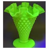 Fenton Hobnail Uranium Vase