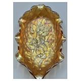 Imperial Glass Carnival Pansy Relish Dish