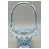 Fenton Hobnail Basket Blue Opalescent
