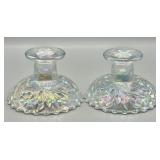 Iridescent Carnival Glass Candleholders
