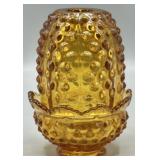 Vintage Fenton Hobnail Amber Fairy Lamp