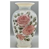 Fenton Opalescent Hand Painted Rose Vase