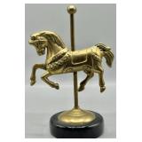 Brass Carousel Horse Statue w/Marble Base