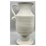 White Glazed Pottery Maiolica Style Pitcher Vase