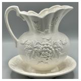Vintage Embossed Grapes & Leaves Pitcher and Bowl