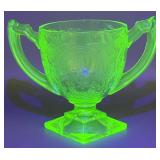 Indiana Glass Uranium Horseshoe Sugar Bowl