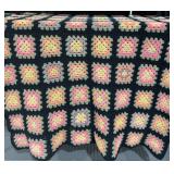 Vintage Crocheted Granny Square Throw