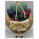 Woven Basket Sewing Pin Cushion Wall Hanging