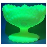 Fenton Uranium Custard Saw Tooth Edge Compote