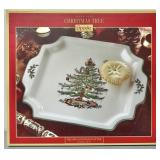 Spode Christmas Tree Square Handled Platter