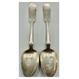 (2) Fiddle Back 8in Sterling Spoons