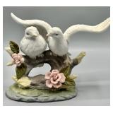 Vintage Porcelain Love Birds Doves on A Branch