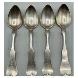 (4) Fiddle Back 6in Sterling Spoons