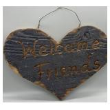 Rustic Wood Heart Wall Hanging - Welcome Friends