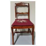 Mahogany Carved Rose Needlepoint Chair